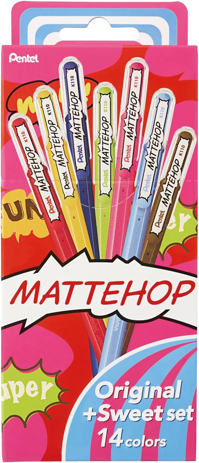 Pentel Matte Hop Gel Roller Pen - Pack of 14